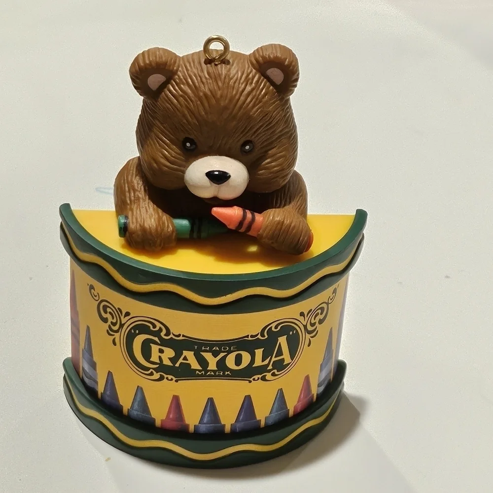 Vintage Rare 1990's Binney & Smith Crayola Bear & Drum Tree Ornament